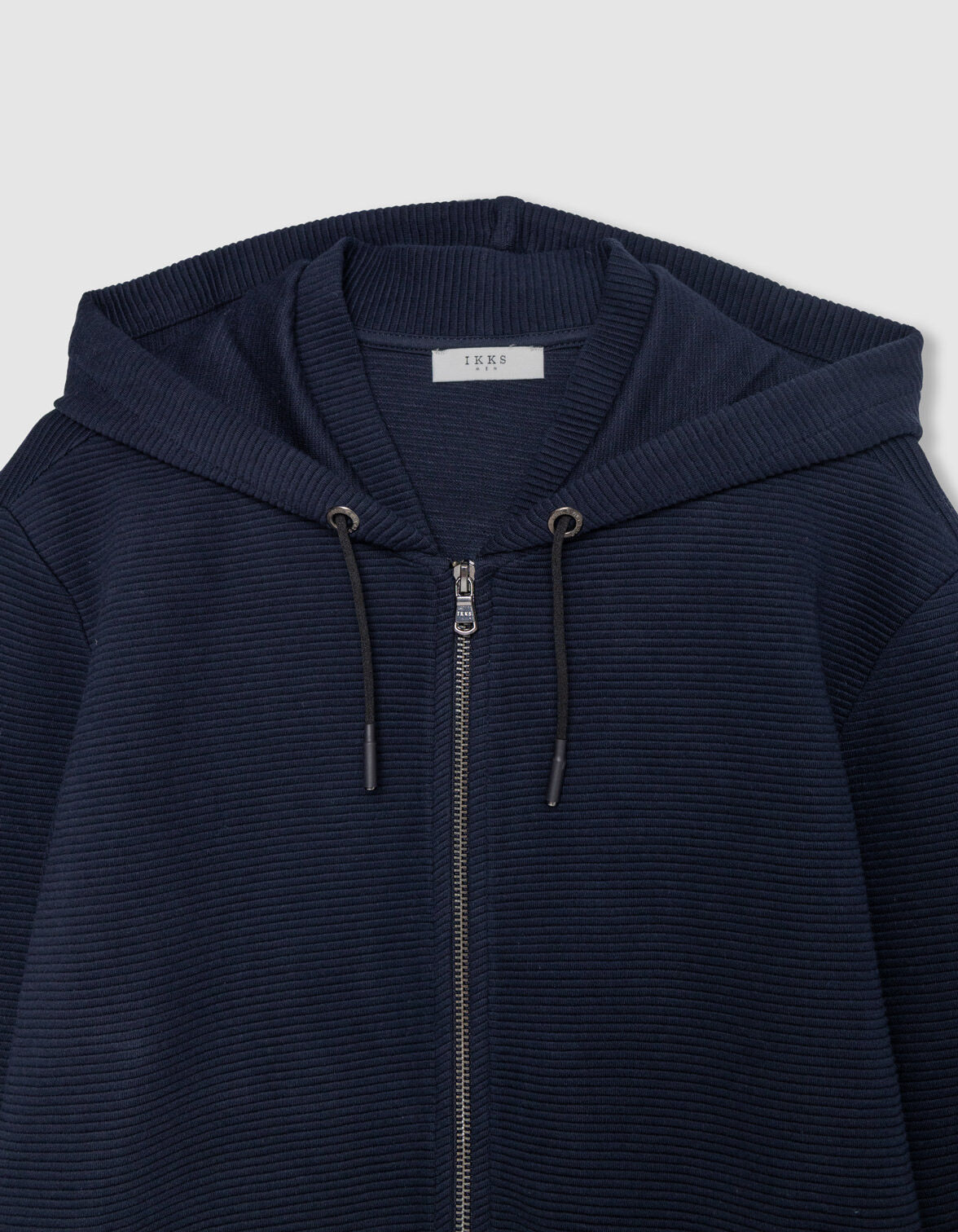 Cardigan marine coton bio maille Ottoman à capuche Homme