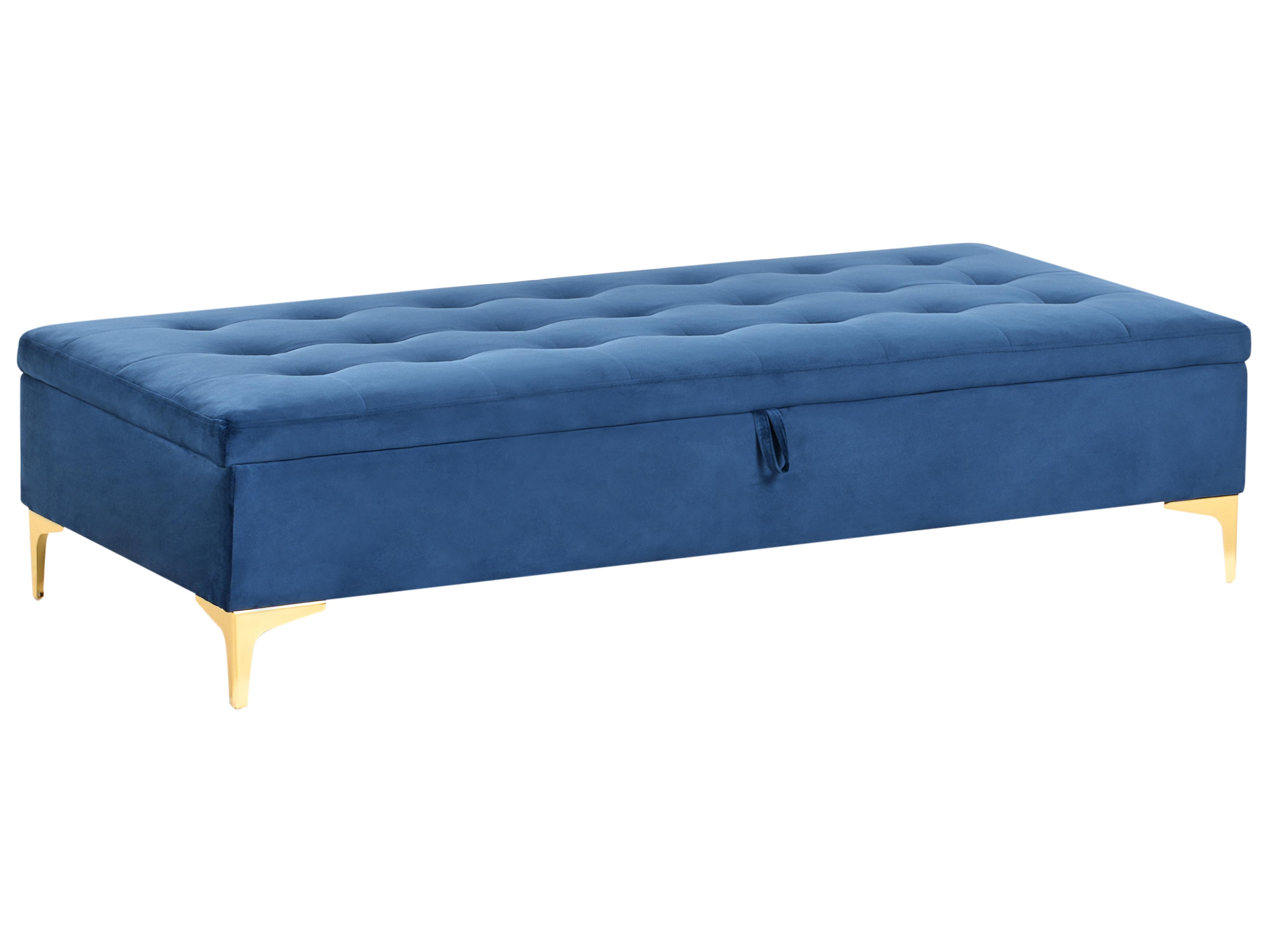 Storage Ottoman ABERDEEN Velvet Navy Blue