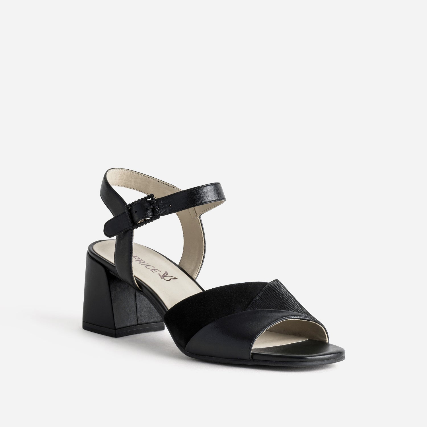 Sandale CAPRICE noire cuir effet python verni