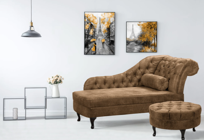Ropez Chesterfield Pako szezlong prawy imitacja skóry brąz