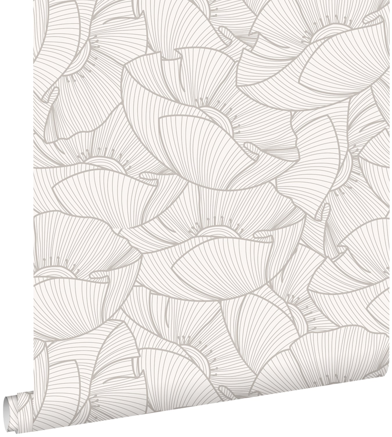 ESTAhome behang klaprozen grijs en wit - 53 cm x 10.05 m - 139704