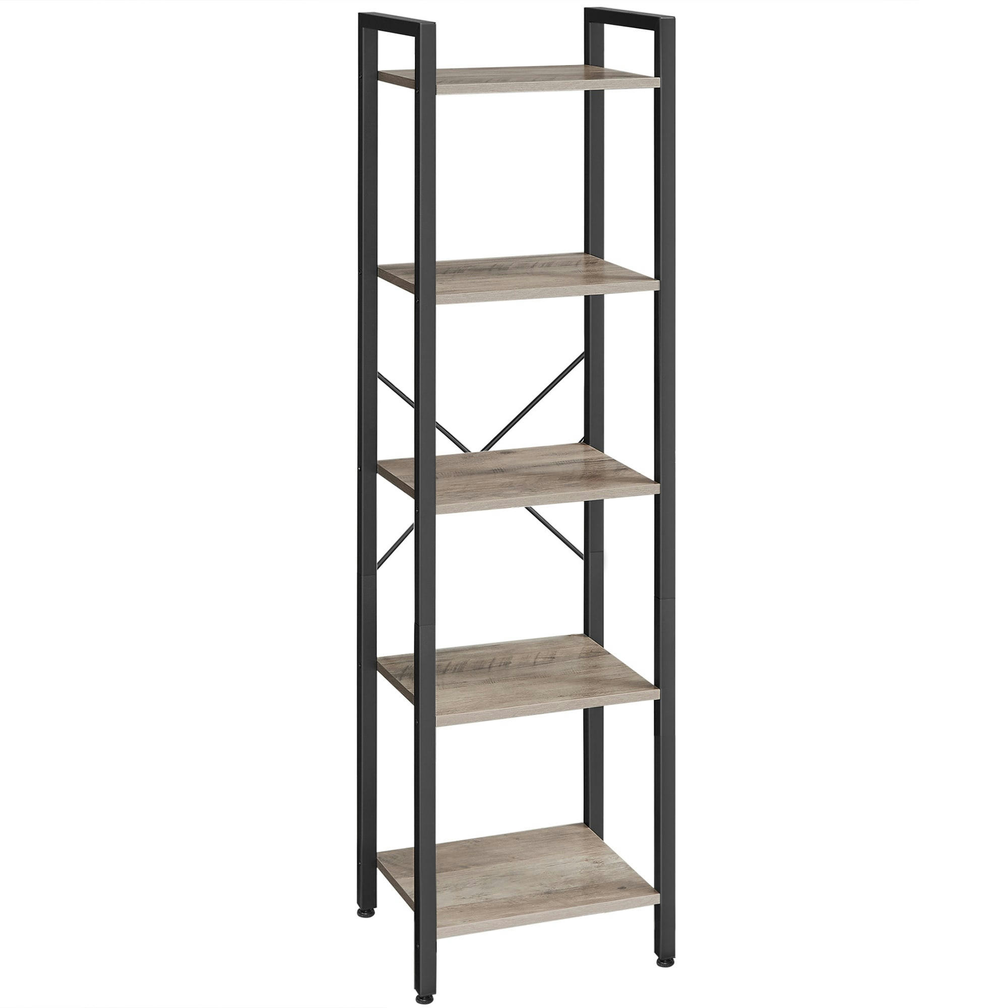 - Étagère 5 niveaux style industriel effet bois grège