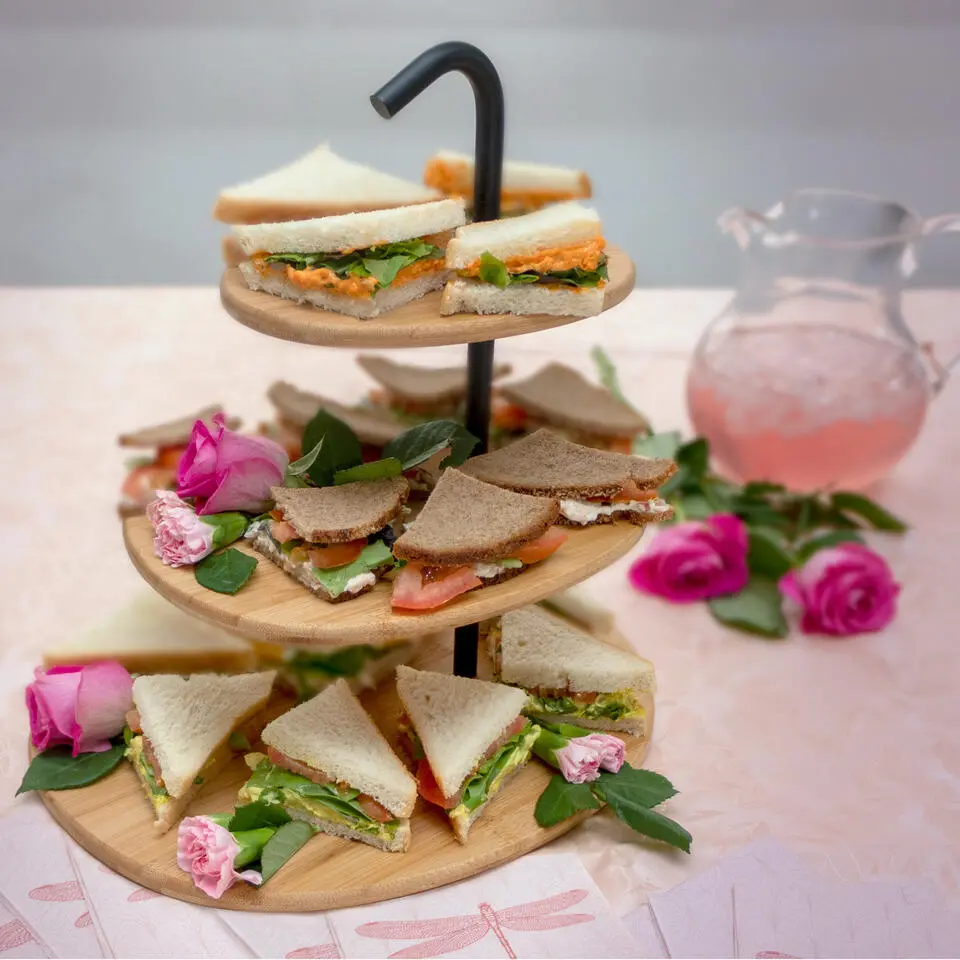 Cosy & Trendy etagere met 3 lagen - bamboe hout - 25 x 32 cm