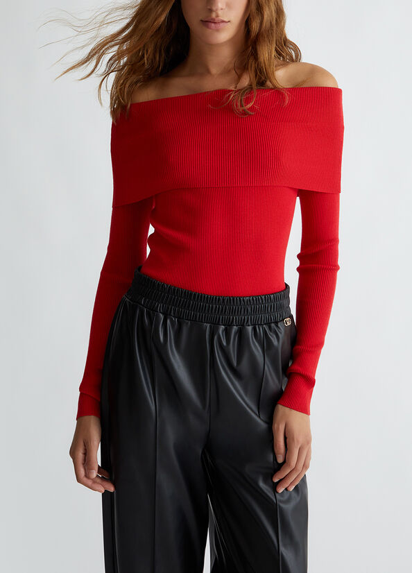 Maglia con scollo bardot