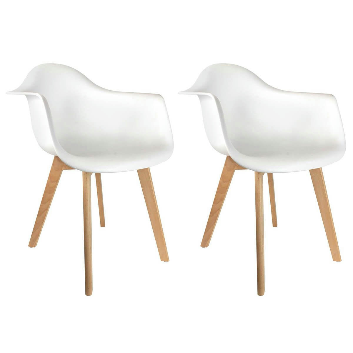 TRAVIS - Lot  de 2 fauteuils assises blanches