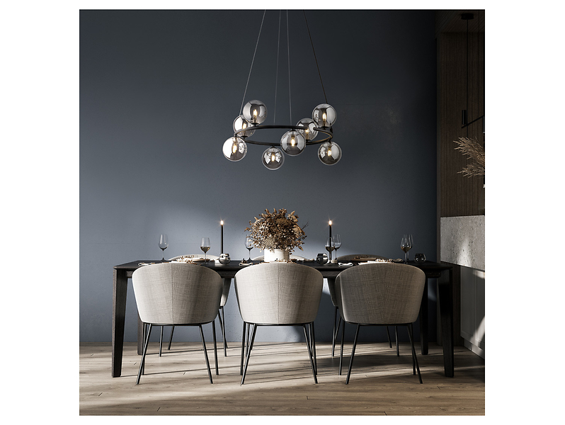 Lampa wisząca Anabelle 8-punktowa metalowa grafitowa