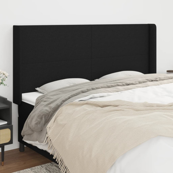 Wezgłowie Czarny 183 x 16 x 118/128 cm Tkanina vidaXL