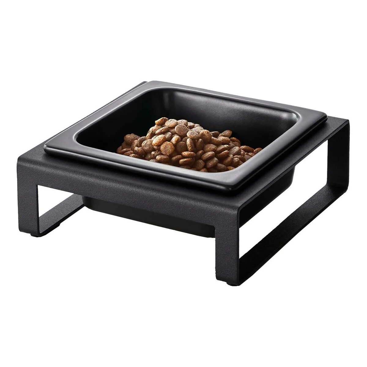 Yamazaki Home Single Pet Food Bowl - Two Styles, Steel and Ceramic, Short, 1.25 - L 6.1 x W 5.91 x H 2.36 inches