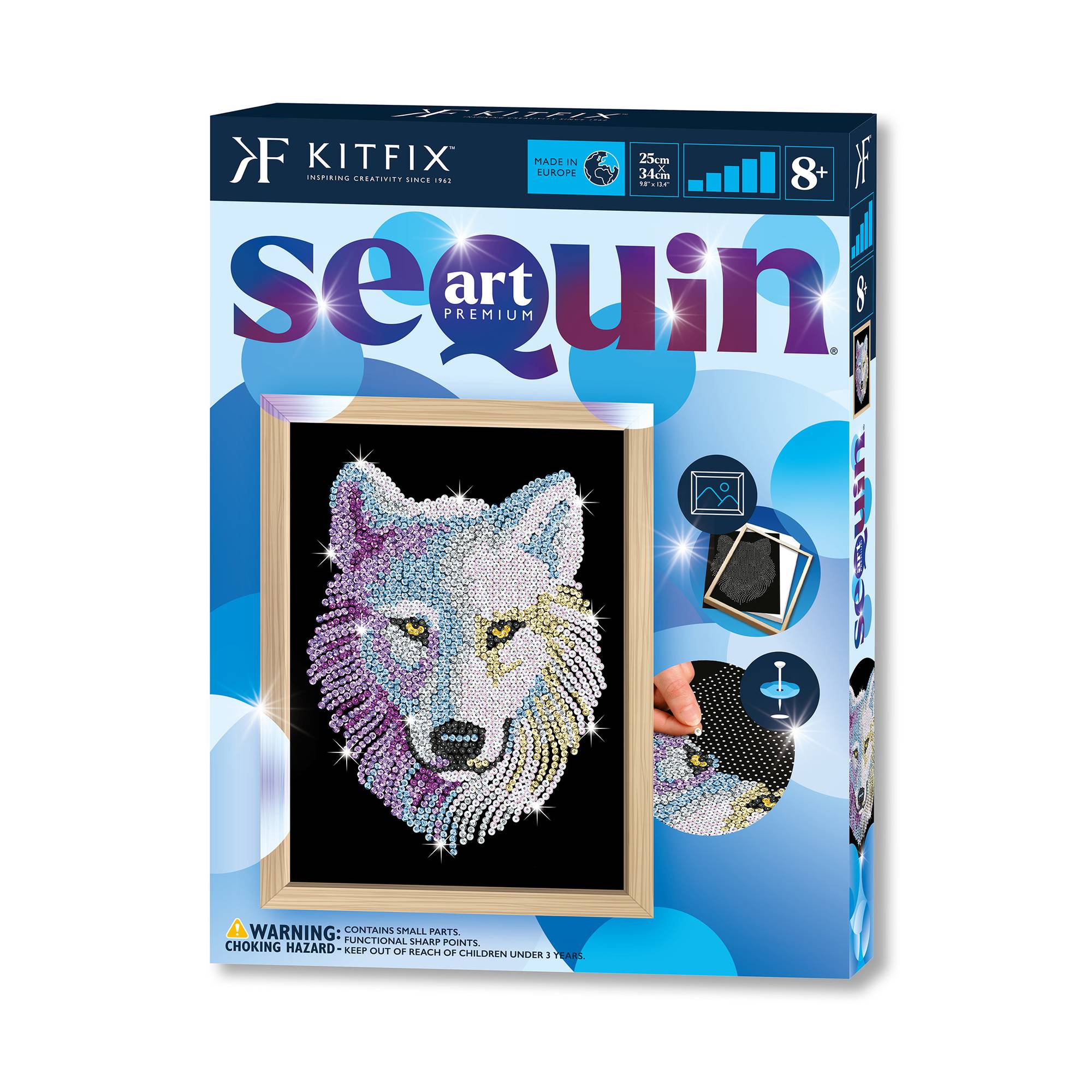 Kitfix Snow Wolf Sequin Art Blue Premium Kit