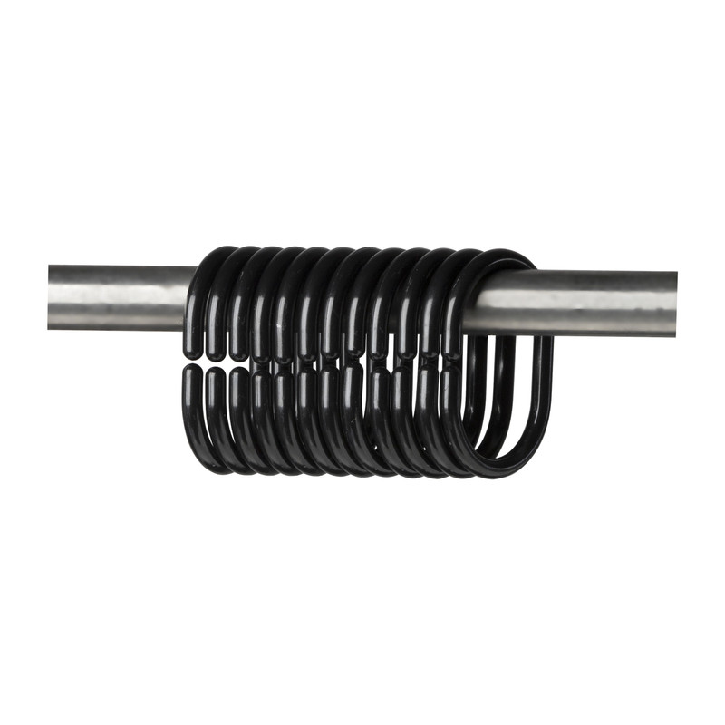 Douchegordijn ringen - zwart - set van 12