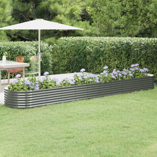 NNEVL Garden Planter Powder-coated Steel 440x80x36 cm Grey