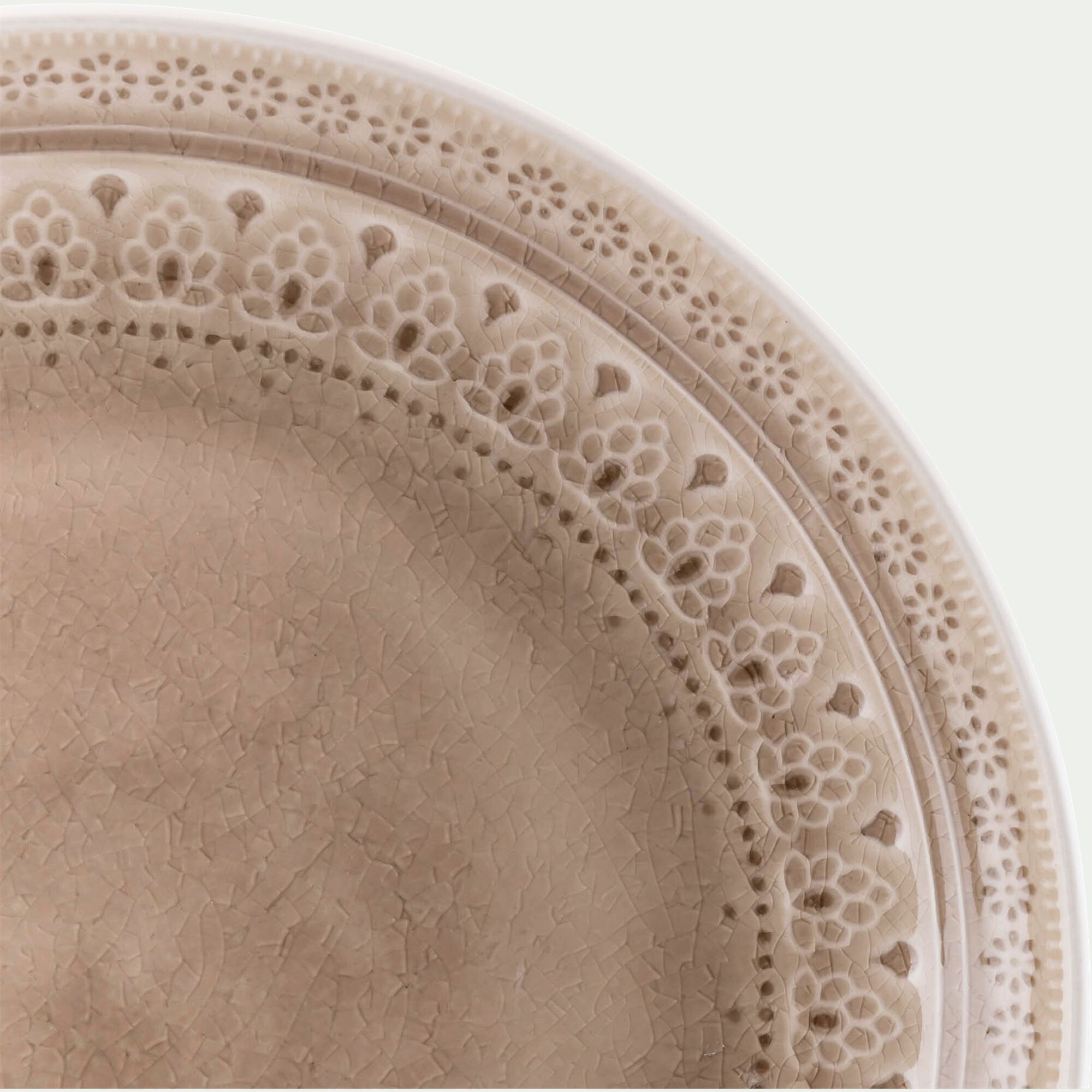 DOTS - Assiette plate à motifs en grès D26,6cm - beige alpilles