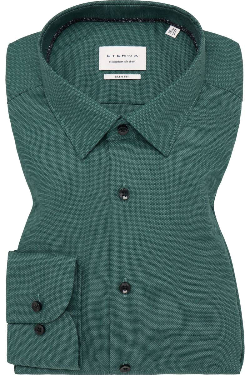 ETERNA Slim Fit Hemd dunkelgrün, Strukturiert