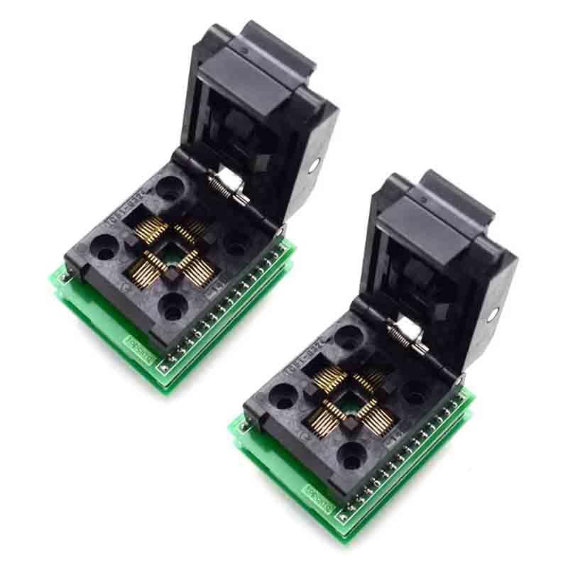 2PCS TQFP32 QFP32 to DIP32 Ic Programmer Chip Test Socket Burning Seat Integrated Circuits 0.8 Pin Pitch Flip Programming