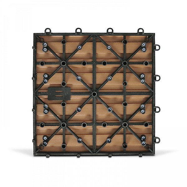 Lot de 32 dalles clipsables bois synthétique marronOviala