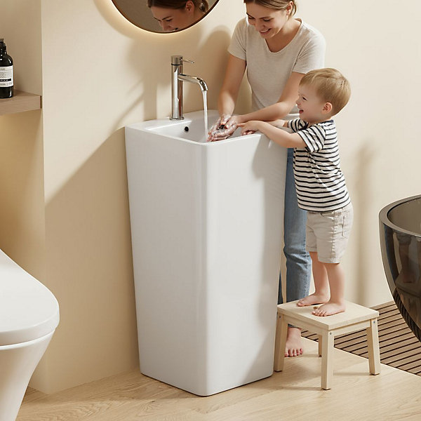 Lavabo Totem Colonne Blanc Carré Hauteur 83