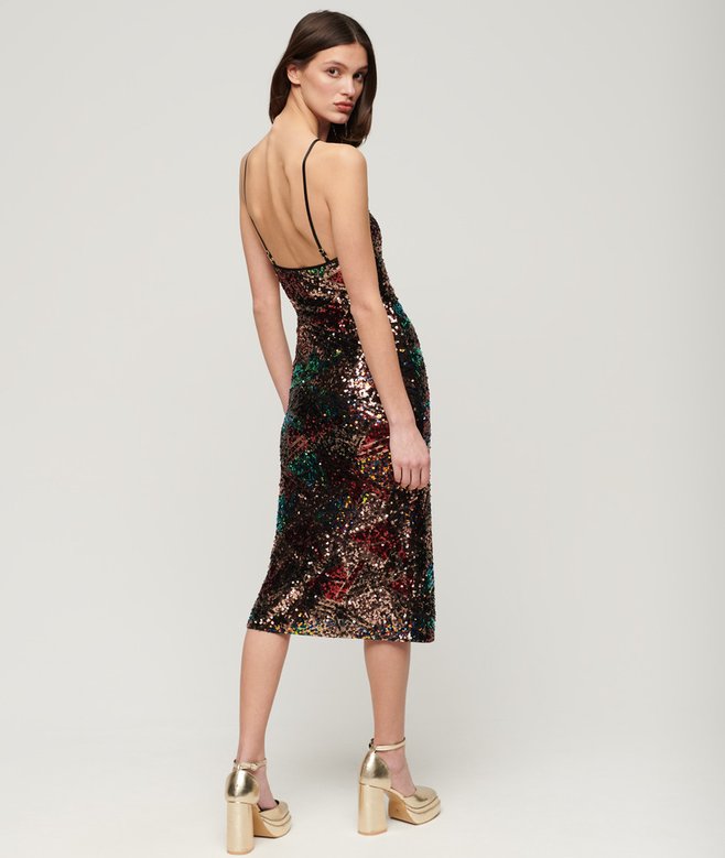 Sequin Halter Midi Dress