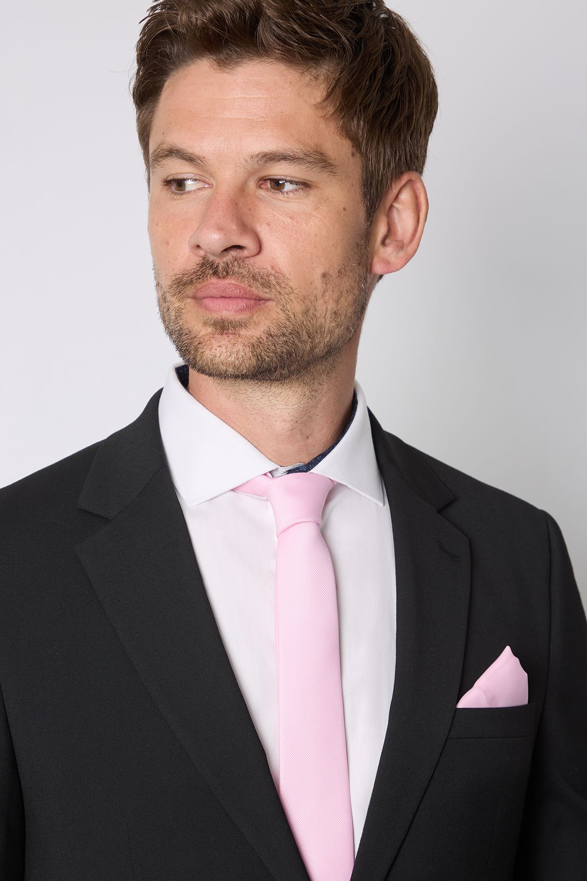 Burton Bright Pink Plain Tie and Pocket Square