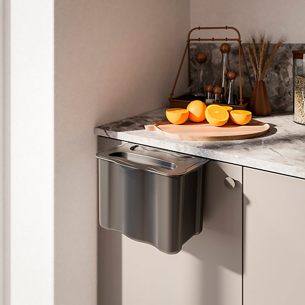 Emuca poubelle de recyclage pour suspendre la porte et collecter les déchets Recyclage, 1 x bac de 5 litres, avec couvercle,