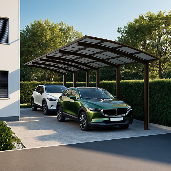 Double CarportMontage Tandem - charge de toiture 137kg/m² -Anodisé Bronze Mat - Ximax Portoforte