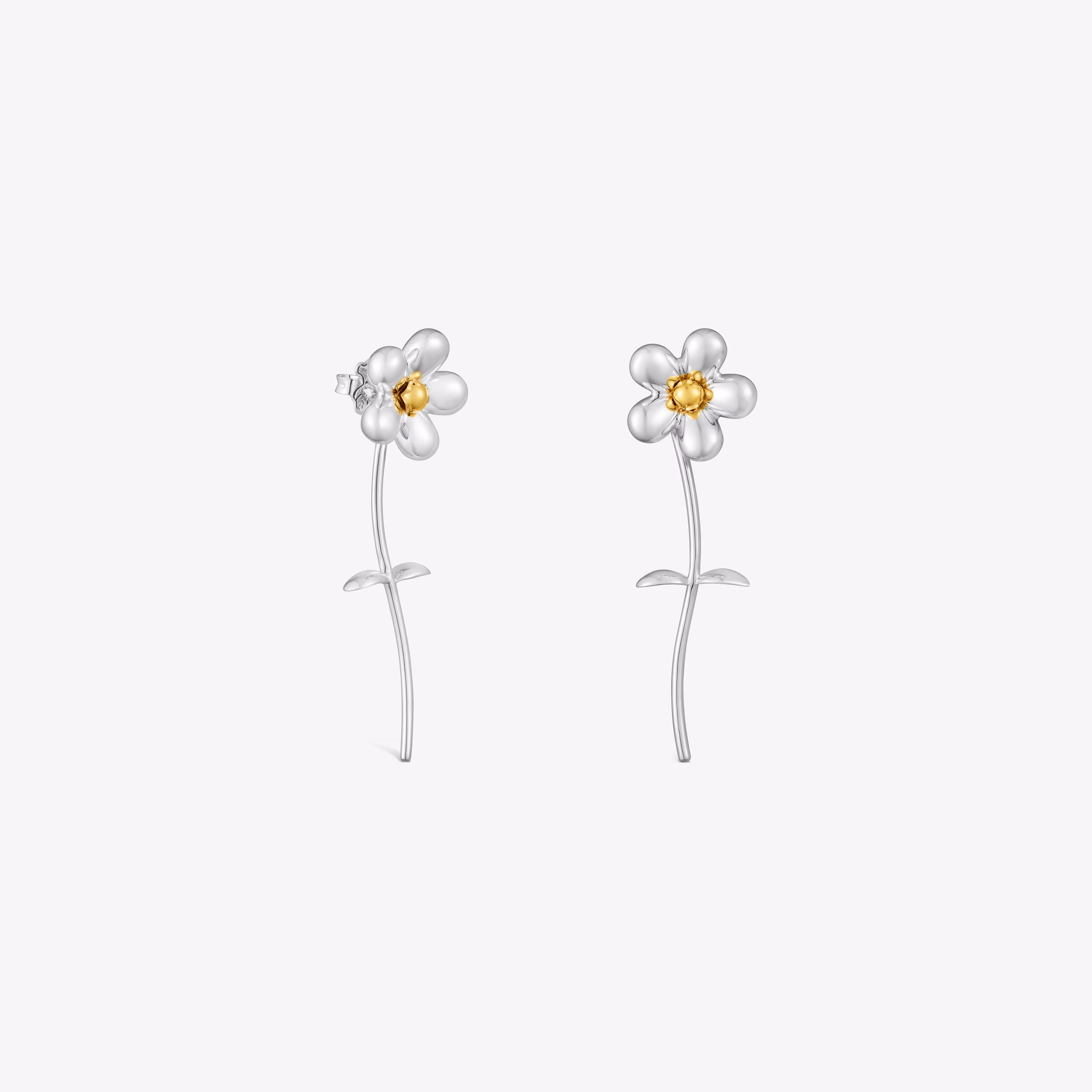 Pendientes largos flor bicolor Daisy