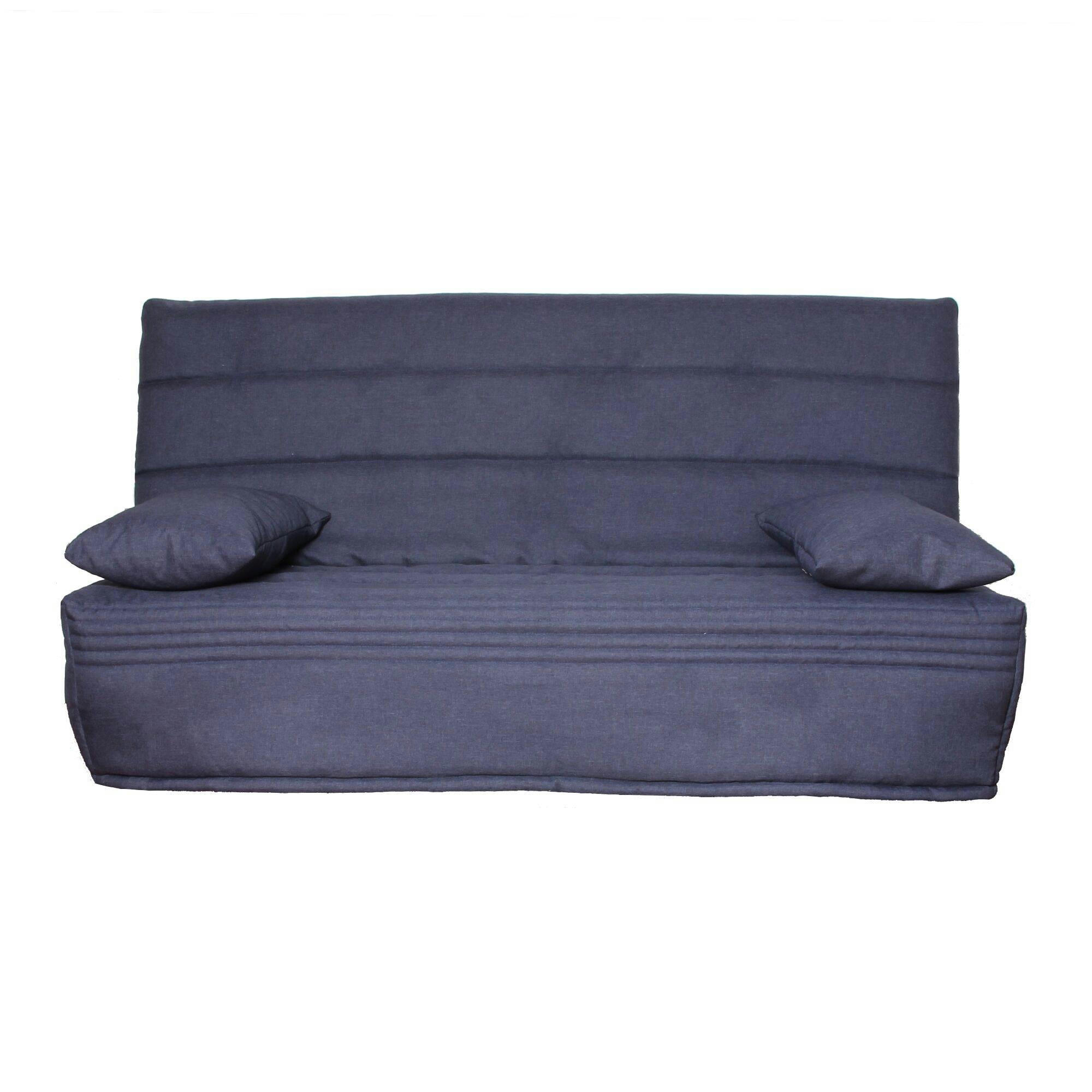 ORTENSE - Banquette clic-clac avec matelas en mousse bleu