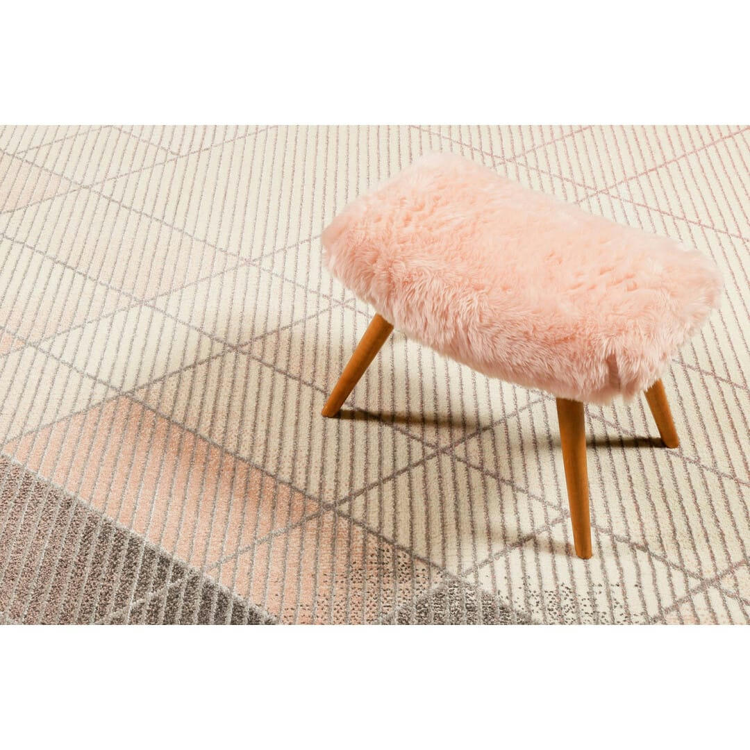 WALK - Tapis géométrique design en polyester rose 80x150