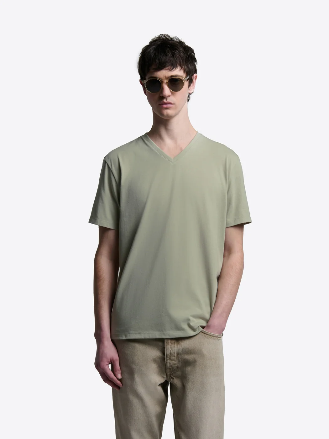 T-shirt col V en coton Supima®