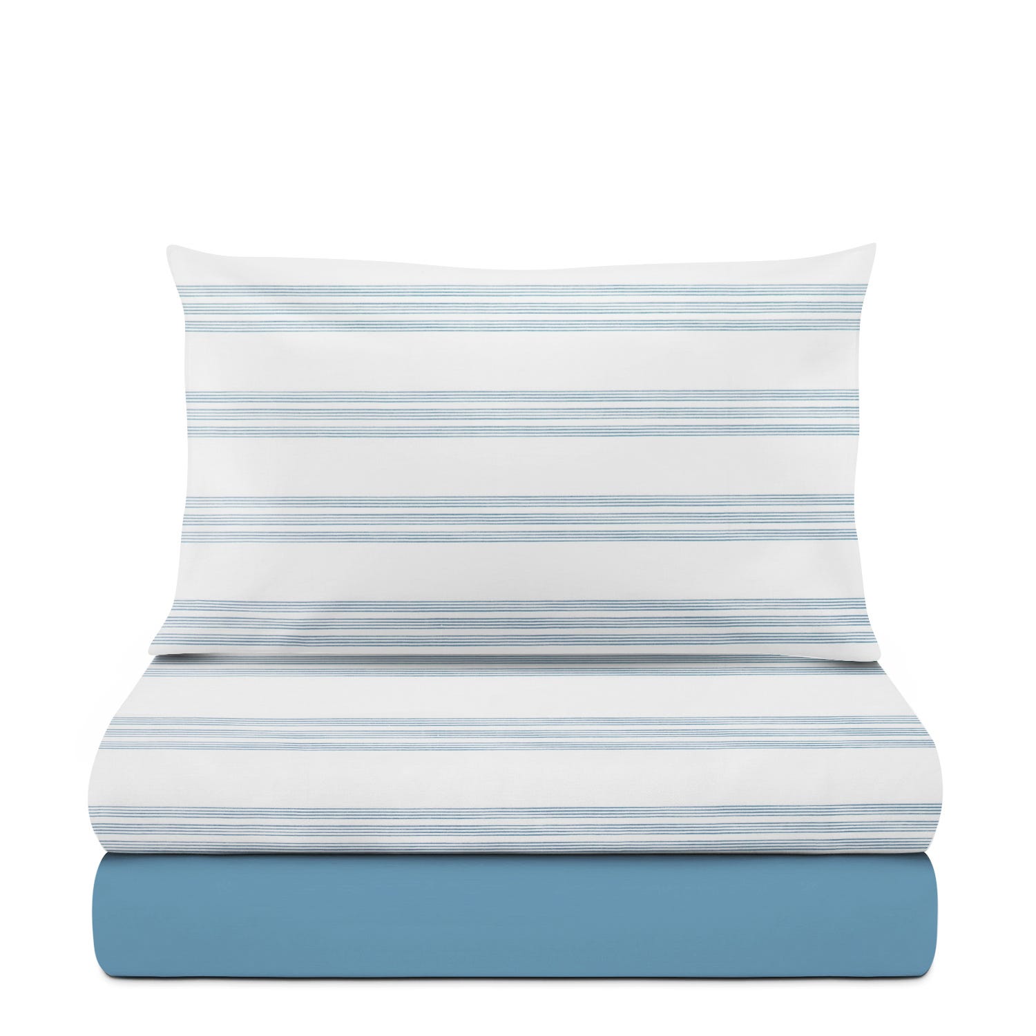 Completo letto singolo righe blu cotone