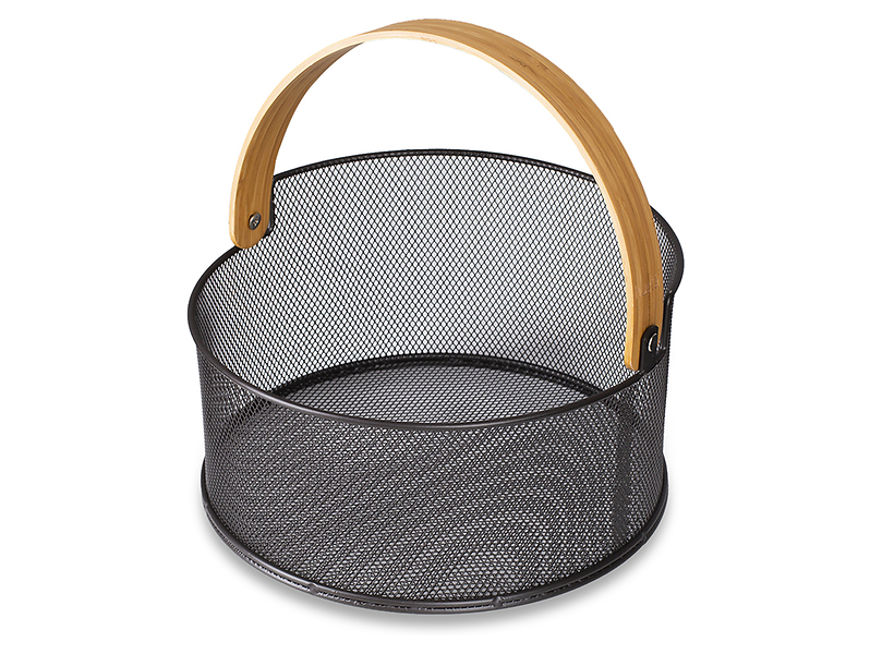 Kosz na owoce/pieczywo Husla metalowy 14 cm czarny
