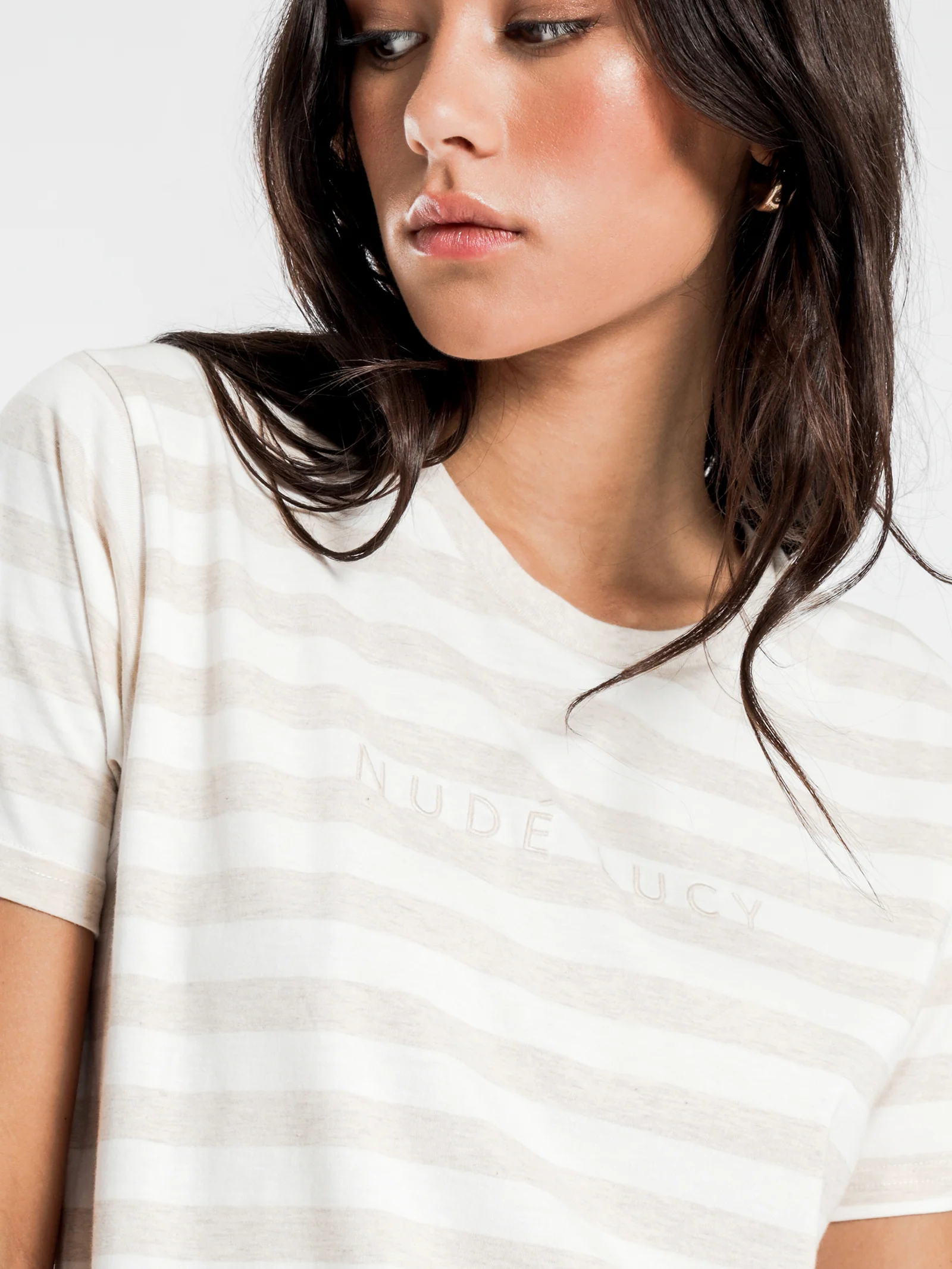 Stripe Slogan T-Shirt