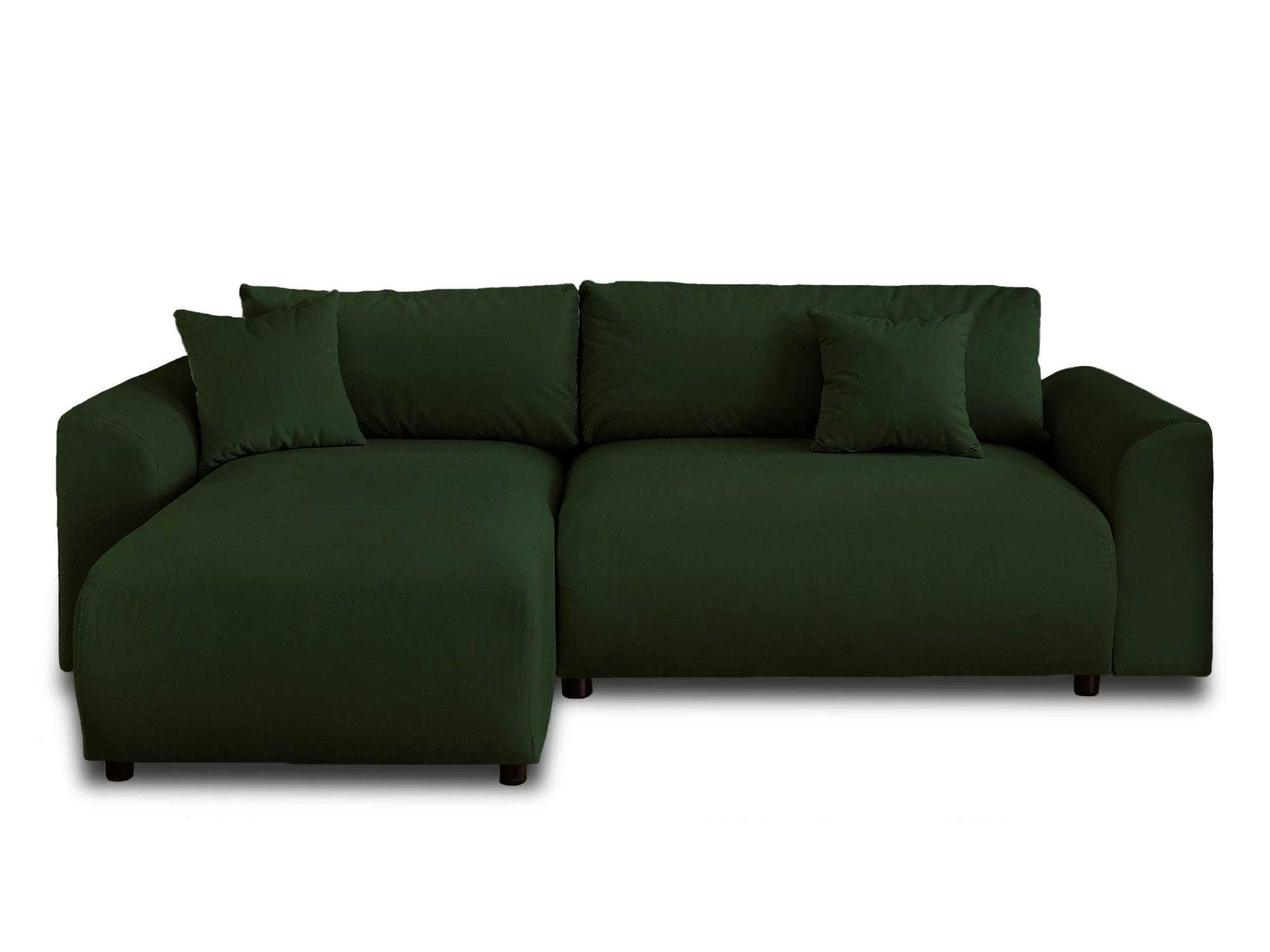 CAMELIA - Canapé d'angle réversible convertible 4 places en velours vert