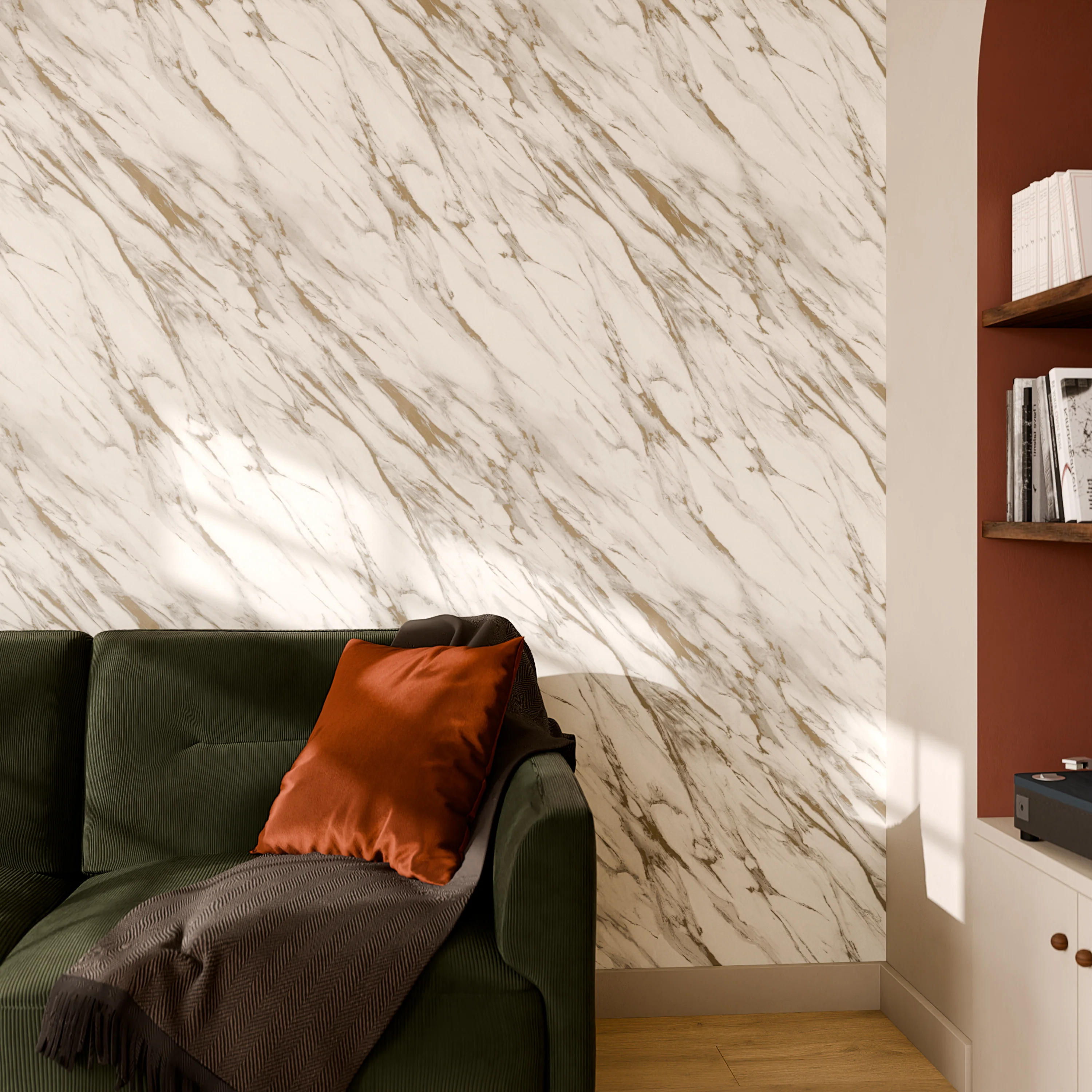 Papier peint CARRARA coloris blanc