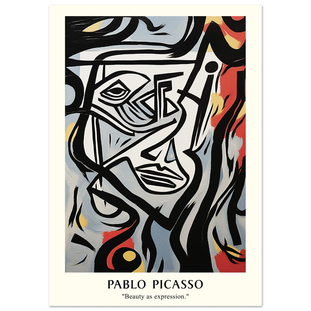 Artfulprints Poster Pablo Picasso - Beauty as expression  - A4 21x29.7 cm - Meerkleurig
