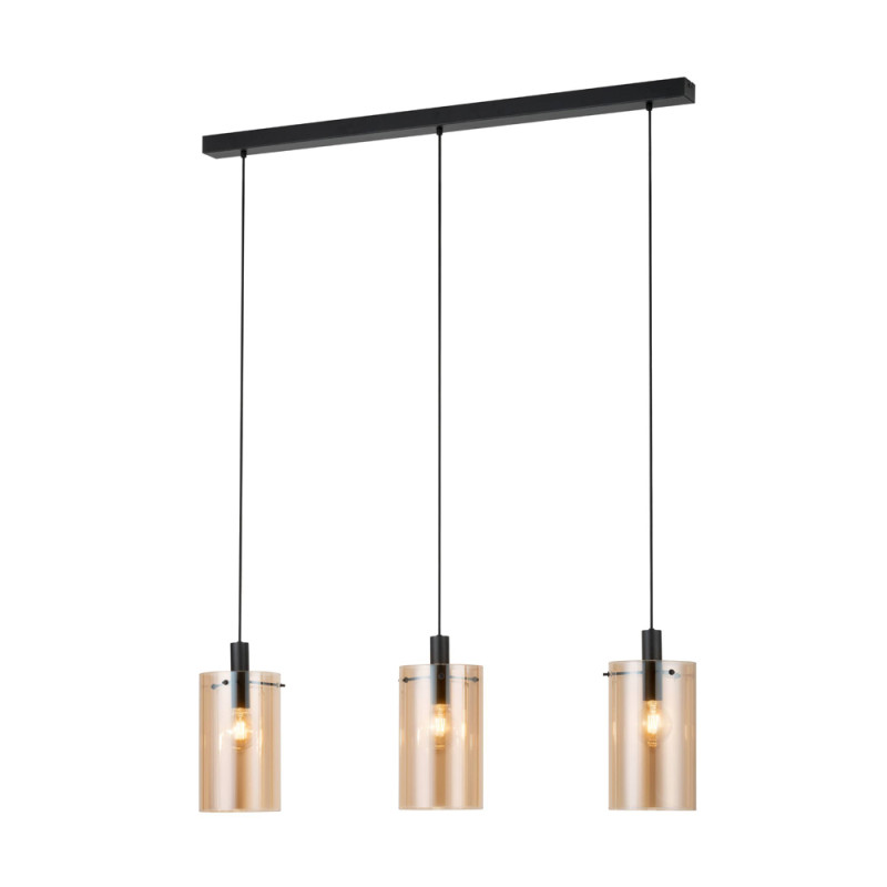 Suspension Polverara ambre et noir E27 3 x 40 W EGLO