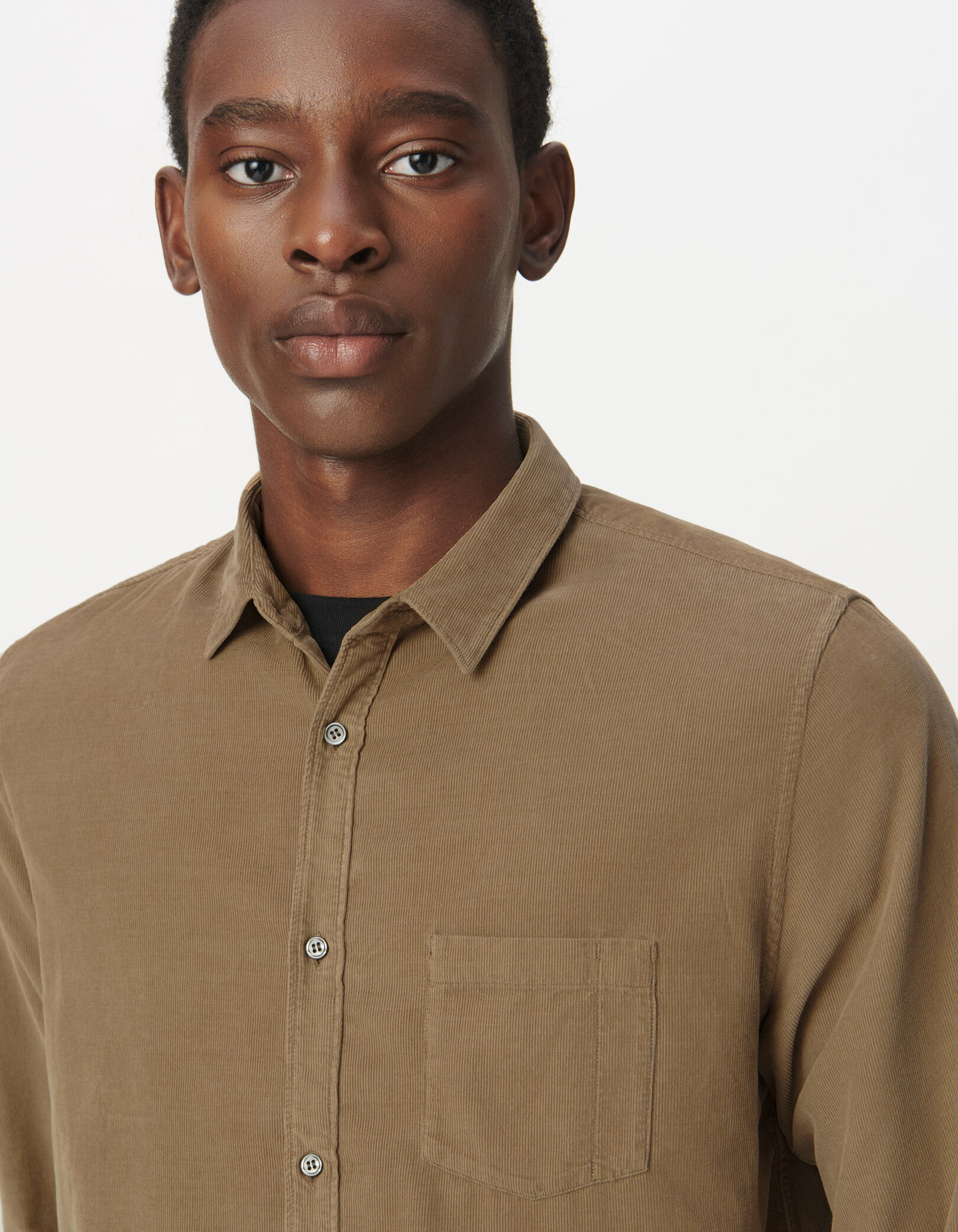 Chemise regular marine coton bio velours milleraies Homme