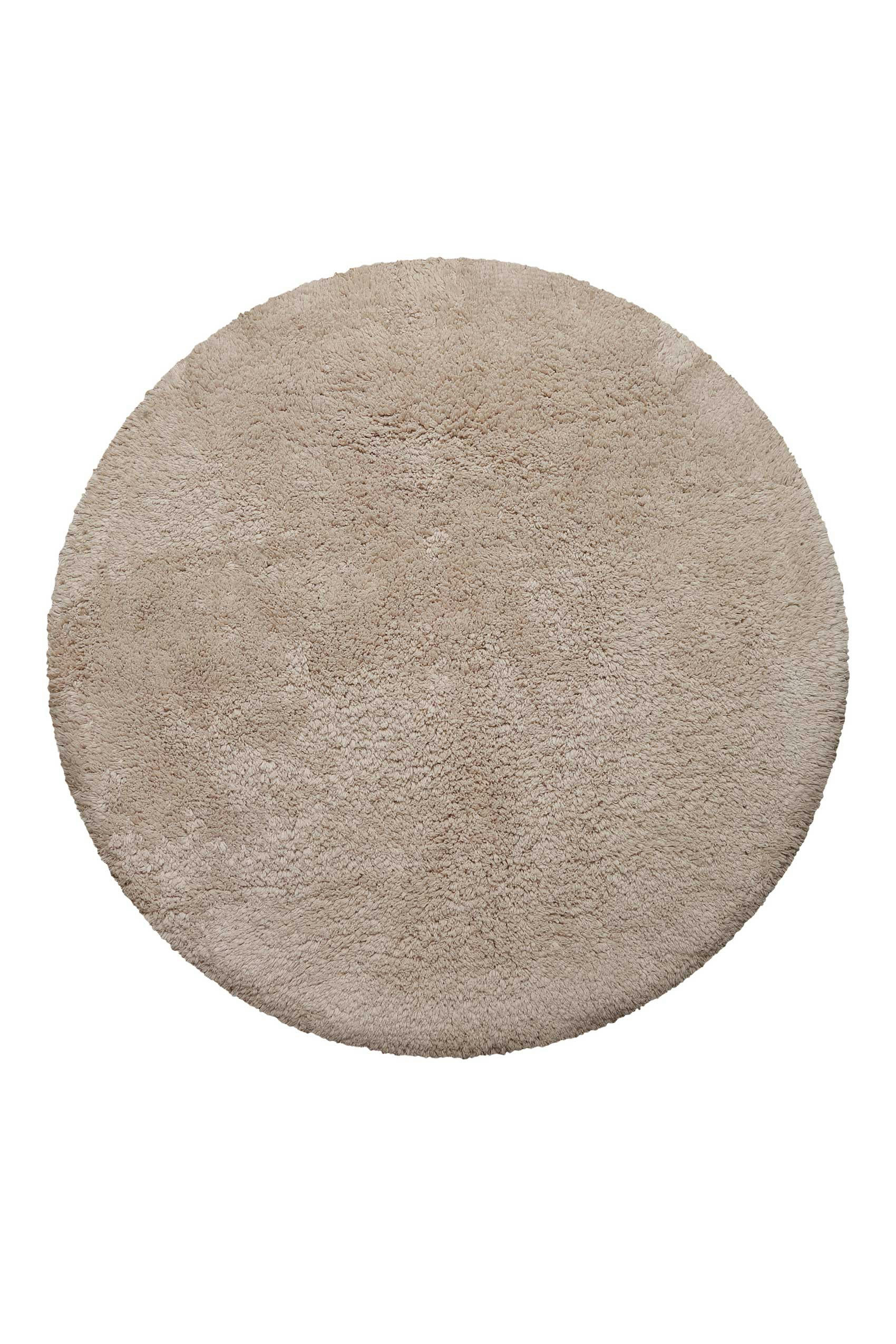 OLE - Tapis de bain rond doux beige sable coton 90 rd.