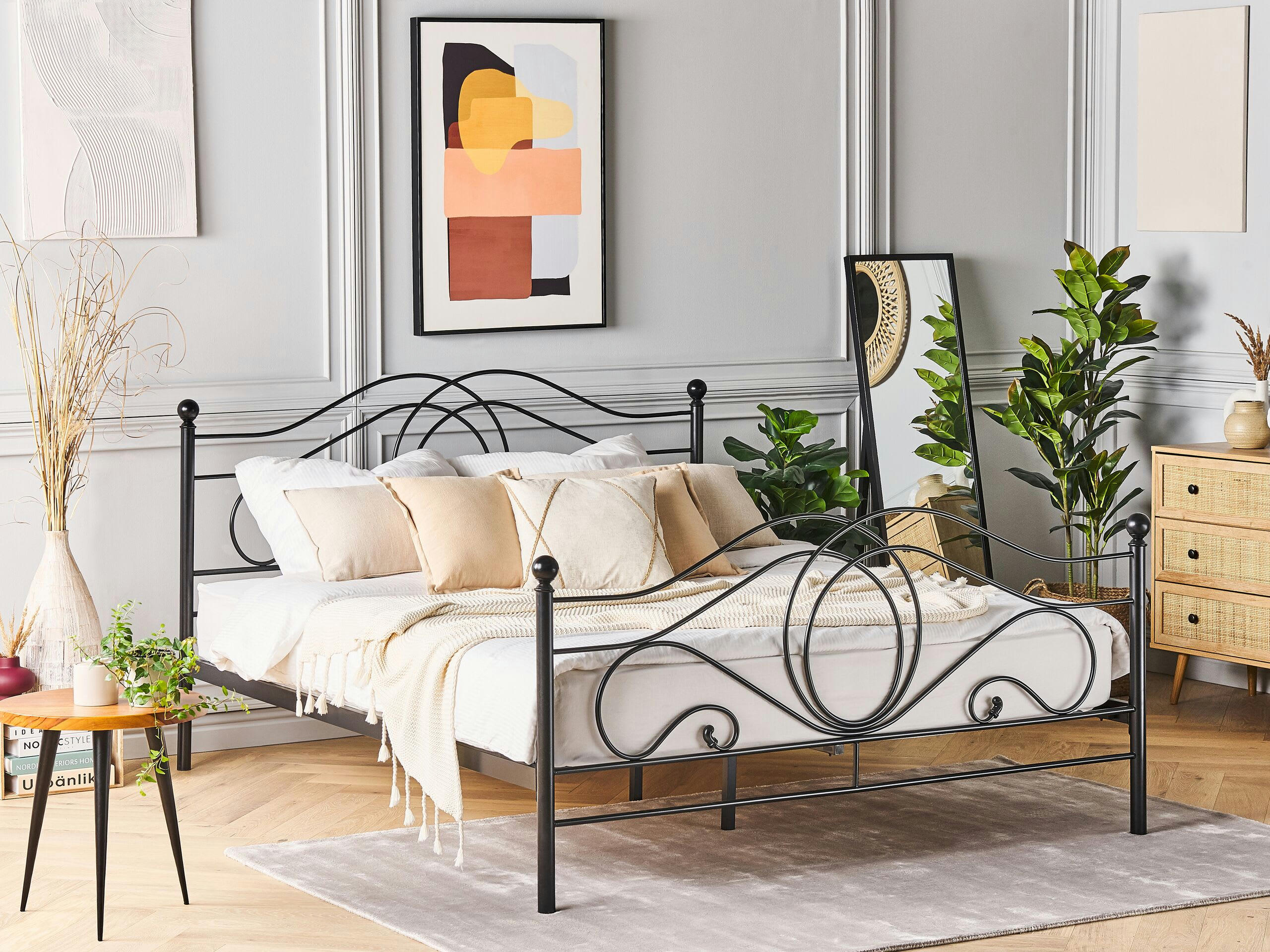 LYRA - Lit double en métal noir 140x200