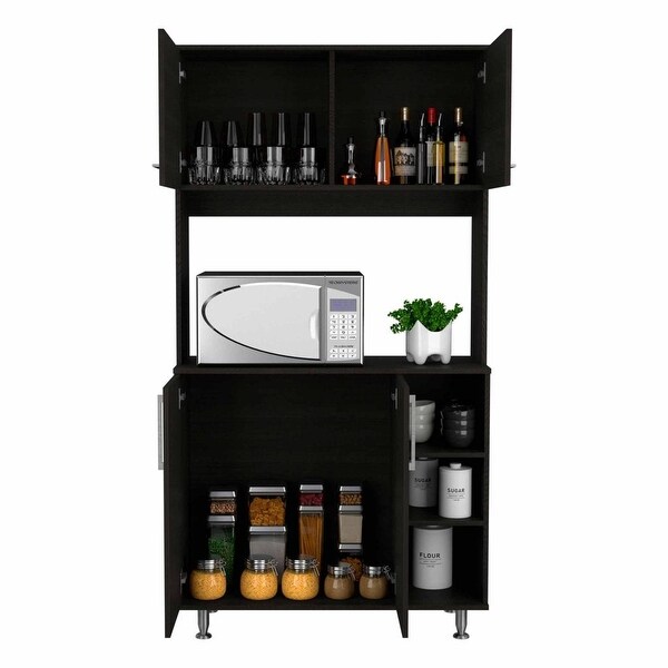 FM Furniture Colorado Pantry Cabinet with Three Open Shelves and Two 2-Door Cabinets - N/A