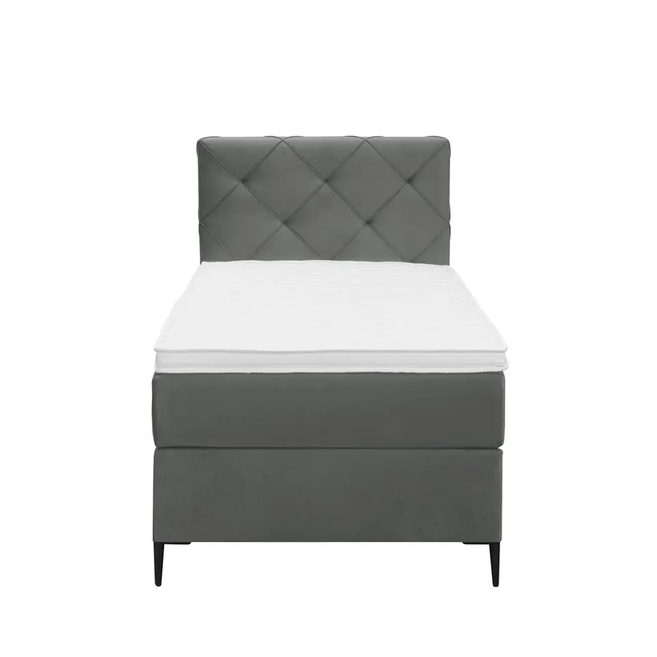 Boxspring Liv geruit - grijs - 90x200 cm - slanke poot