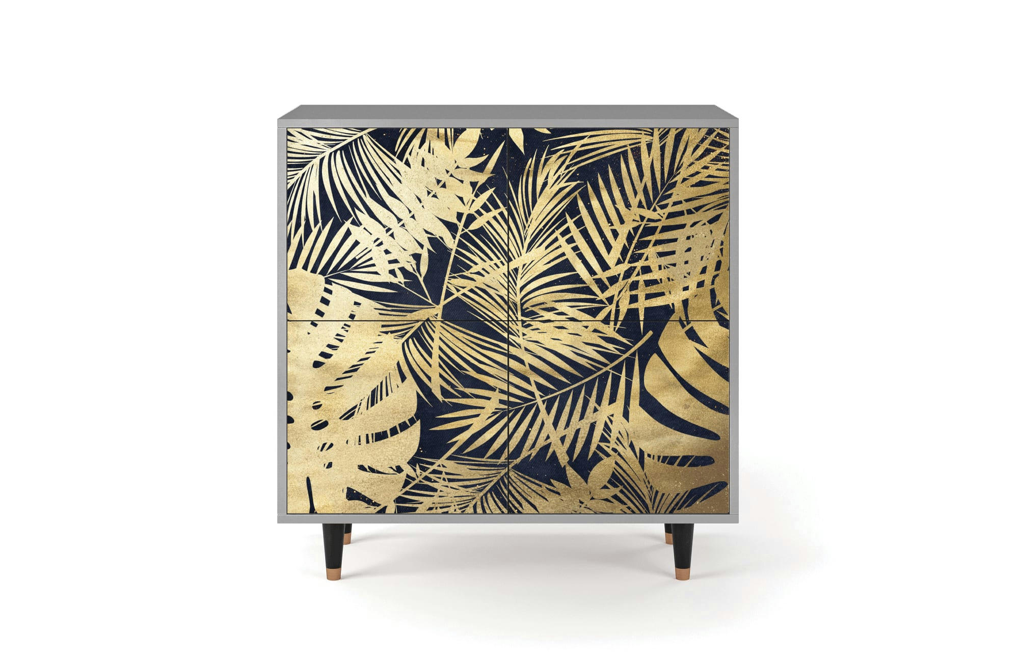 JUNGLE VIBES - Buffet  bleu et jaune 4 portes L 94 cm