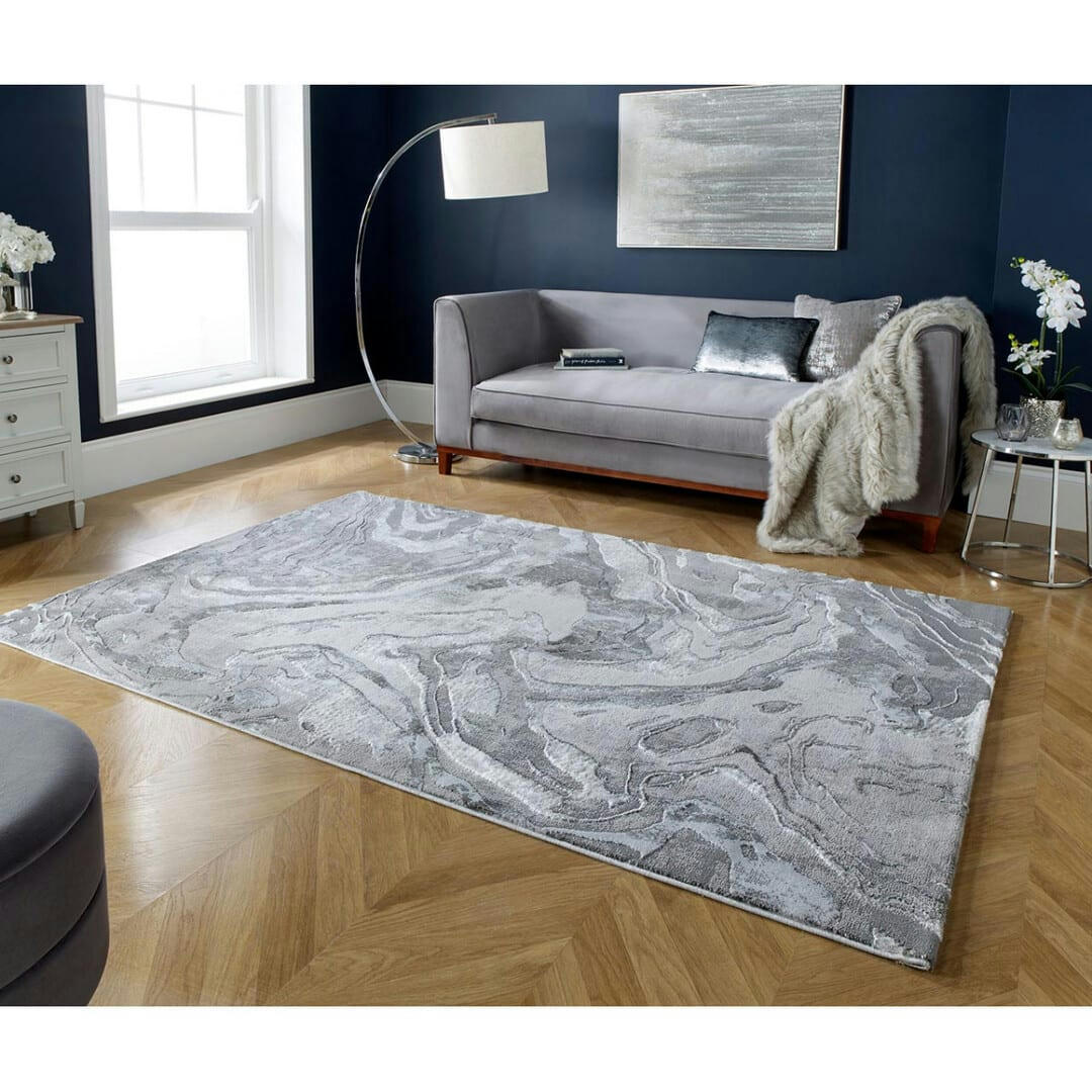 MARBLED - Tapis   en polypropylène argenté 160x230