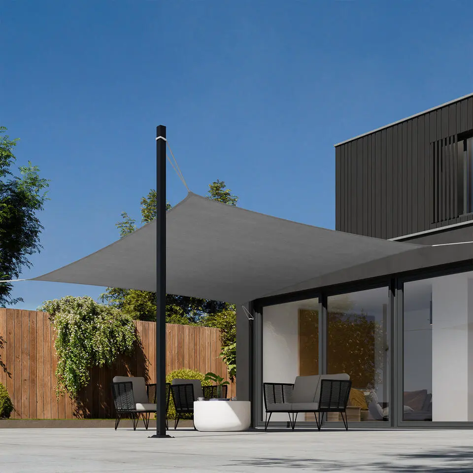 tectake Polyethyleen zonneluifel vierkant grijs, Grijs