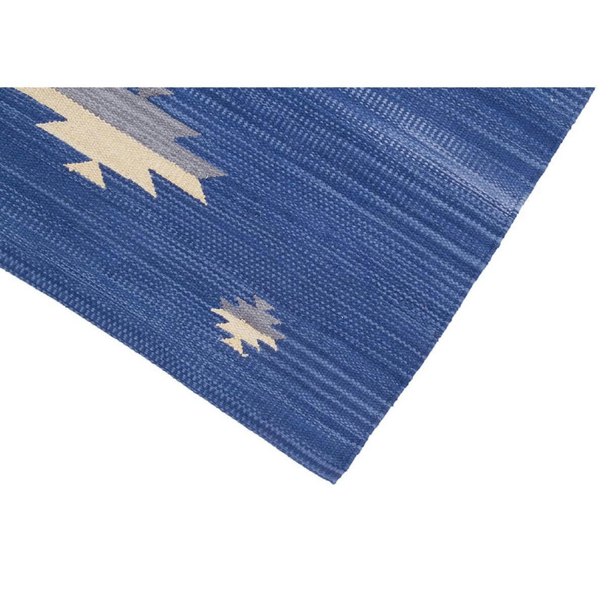 LANAI - Tapis de salon en coton bleu 140x200 cm