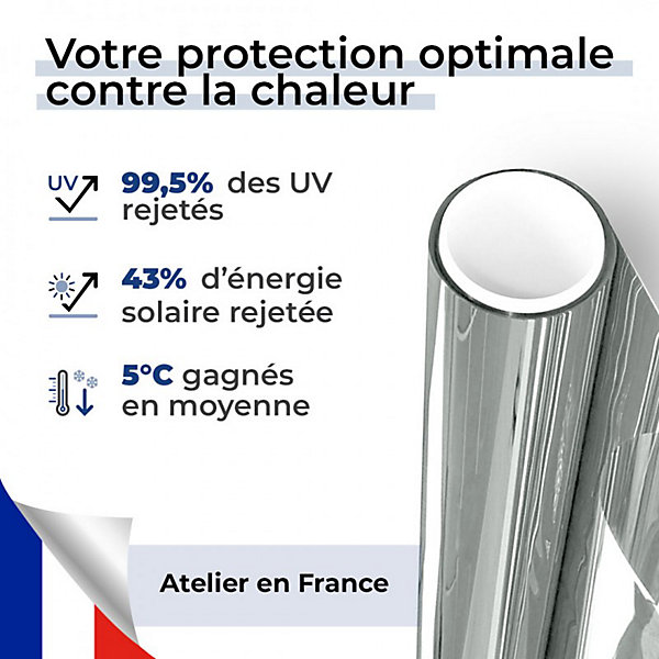 DIMEXACT - Filtre anti chaleur pour double vitrage transparence conservée - bleu très clair - 75 cm x 0.5 m - en Rouleau
