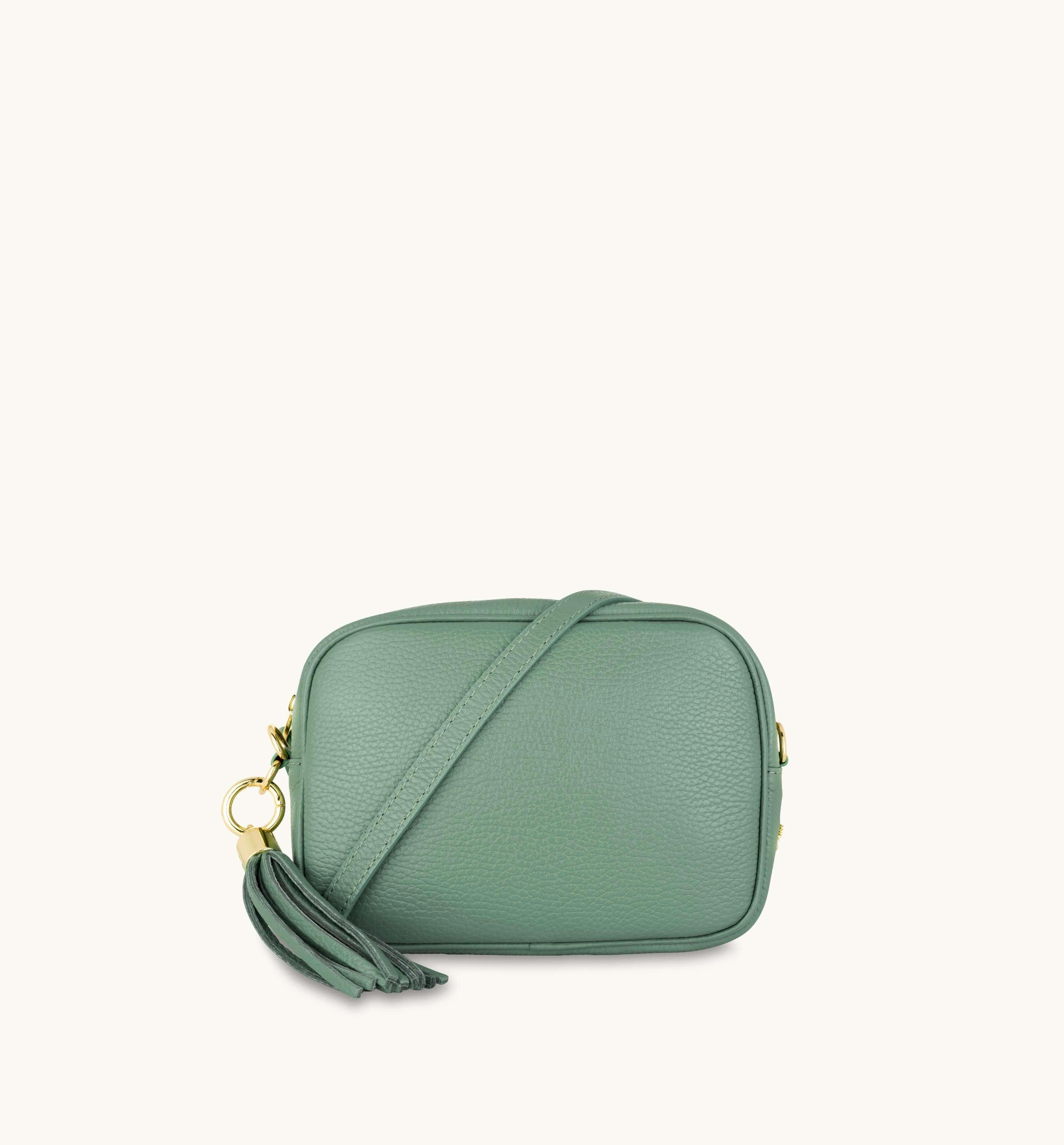 Apatchy London Pistachio Leather Crossbody Bag With Pistachio Cross-Stitch Strap