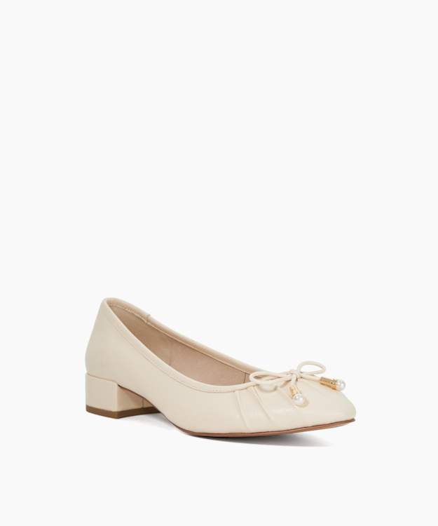 Amazing Ecru - Block Heel Ballet Shoes