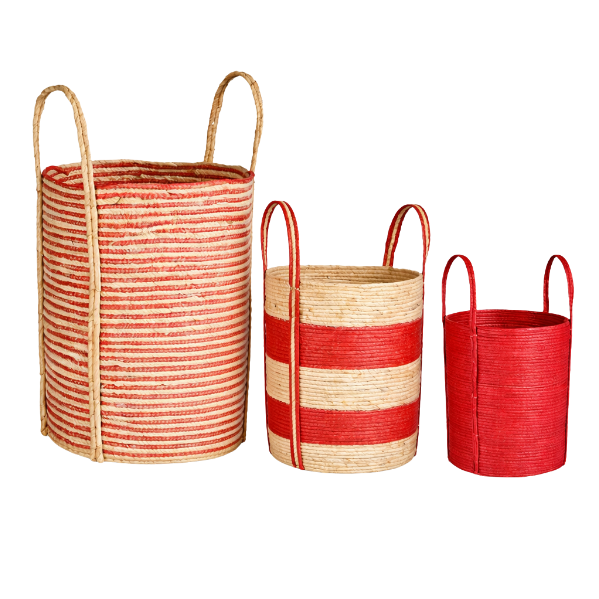Mica Decorations Brooklyn Opbergmand - Gevlochten Mand Set van 3 - Plantenmand Binnen - Opbergmanden 42x35cm - Woondecoratie - Papier, Maïsblad -