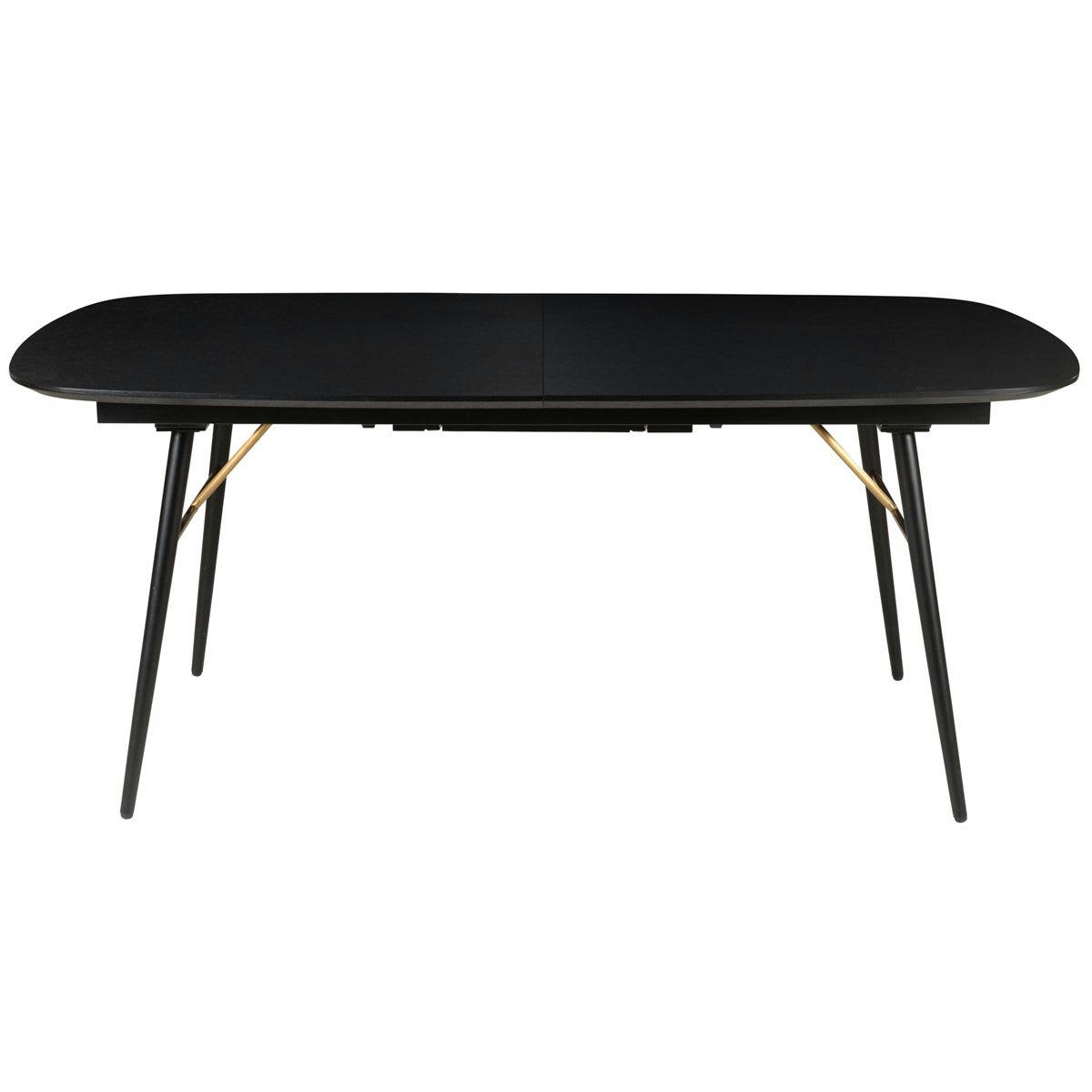 VERONA - Table extensible 180 cm chêne plaqué noir, allonge intégrée