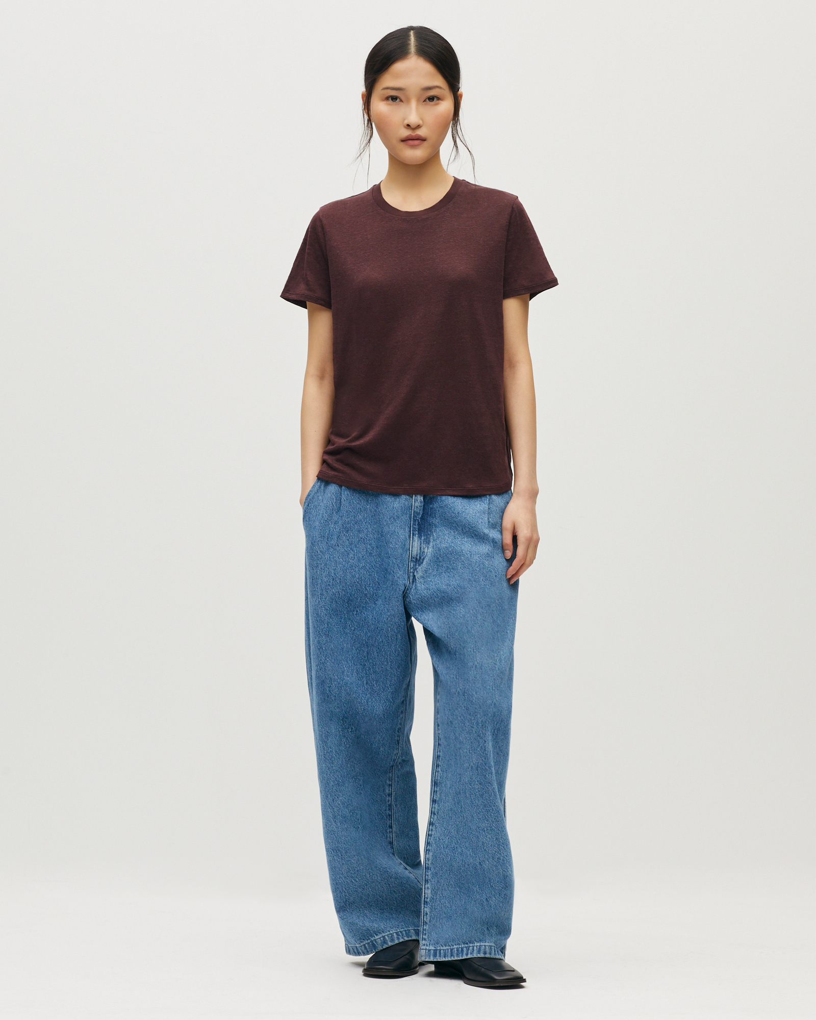T-shirt col rond en lin